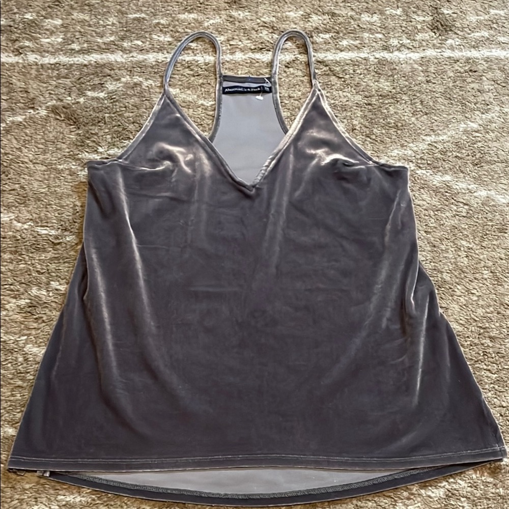 SOLD • Abercrombie & Fitch Y2K Grey Velvet Women's Top